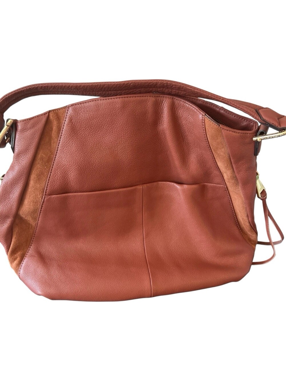 Aimee Kestenberg leather Hobo Suede burnt Orange Brown Rust Gold Hardware Purse - Picture 3 of 7